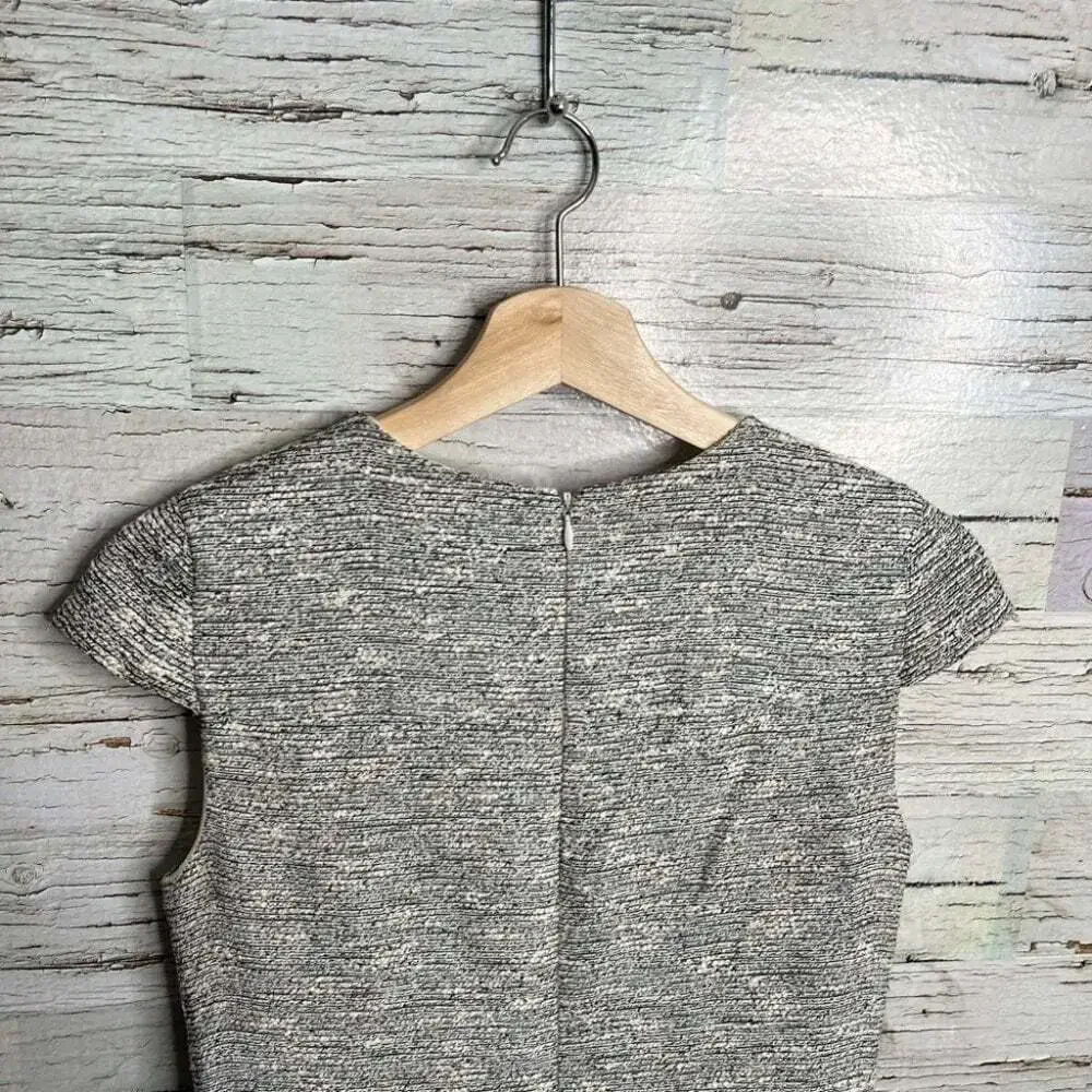 J. CREW Belted Dress Black  White Tweed gray size 0
